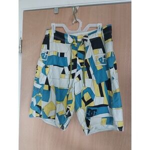 DC Men’s Surf/Swim Board Shorts ~Light Blue/Yellow/White Geometric~ Size - 36